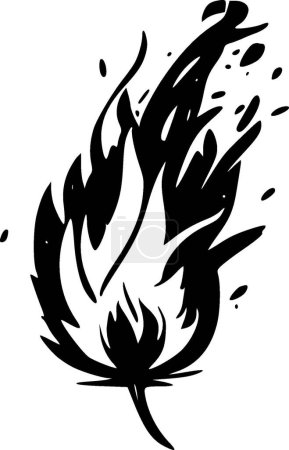 Fire - black and white vector illustration