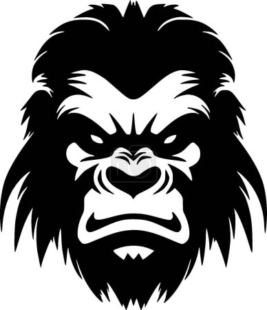 Gorila - ilustración vectorial en blanco y negro