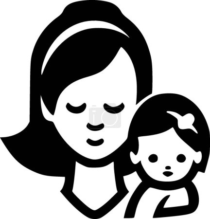 Illustration for Mom - black and white isolated icon - vector illustration - Royalty Free Image