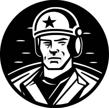 Illustration for Military - black and white vector illustration - Royalty Free Image