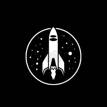 Téléchargez les illustrations : Rocket - illustration vectorielle en noir et blanc - en licence libre de droit
