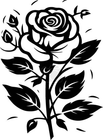 Illustration for Roses - black and white isolated icon - vector illustration - Royalty Free Image