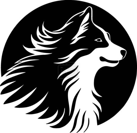 Perro pastor de Shetland - logo minimalista y plano - ilustración vectorial