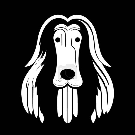 Perro afgano - icono aislado en blanco y negro - ilustración vectorial