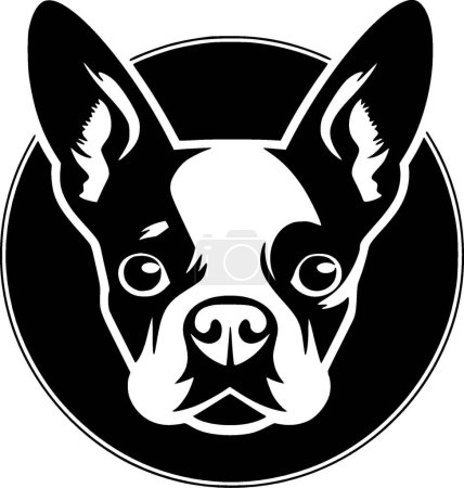 Illustration for Boston terrier - black and white isolated icon - vector illustration - Royalty Free Image