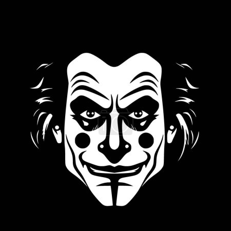 Téléchargez les illustrations : Clown - illustration vectorielle en noir et blanc - en licence libre de droit