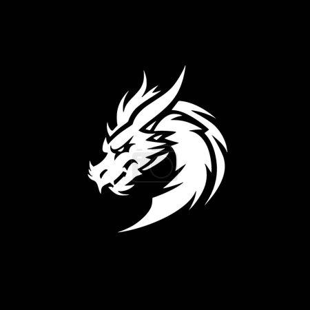 Dragon - black and white vector illustration