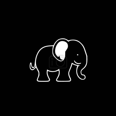 Eléphant - illustration vectorielle en noir et blanc