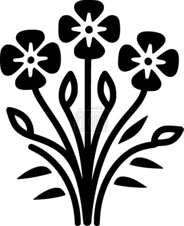 Flowers - black and white vector illustration