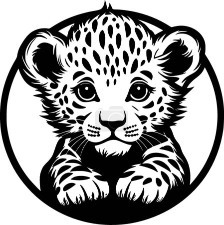 Leopard baby - minimalist and flat logo - vector illustration