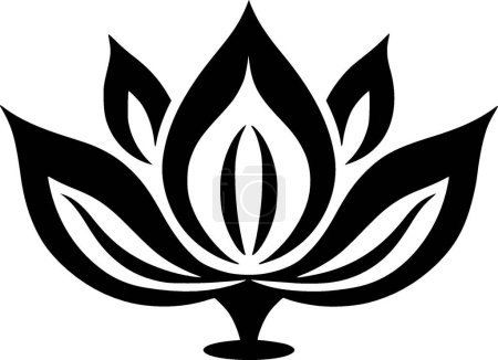 Lotusblume - schwarz-weiße Vektorillustration