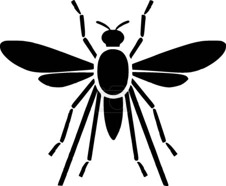 Téléchargez les illustrations : Mosquito - illustration vectorielle en noir et blanc - en licence libre de droit