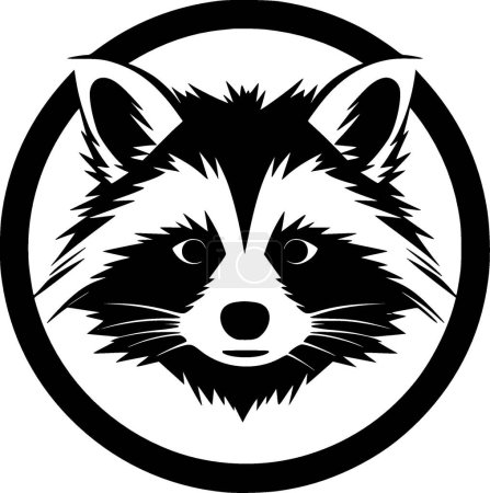 Raton laveur - icône isolée en noir et blanc - illustration vectorielle