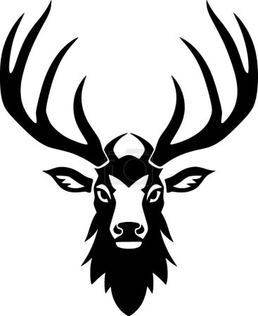 Reindeer antlers - black and white isolated icon - vector illustration