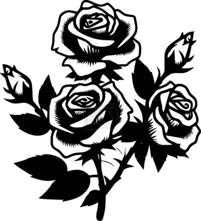 Roses - minimalist and simple silhouette - vector illustration