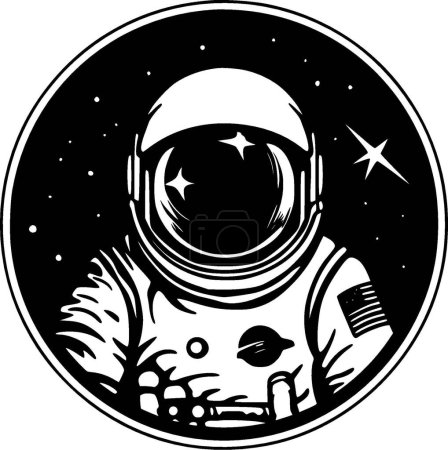 Astronaut - black and white vector illustration