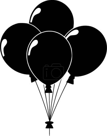 Globos - icono aislado en blanco y negro - ilustración vectorial