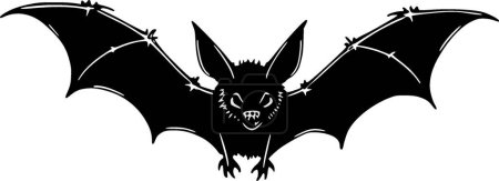 Murciélago - icono aislado en blanco y negro - ilustración vectorial