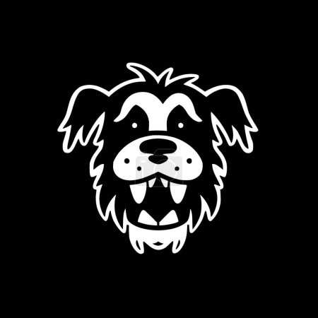 Perro - icono aislado en blanco y negro - ilustración vectorial