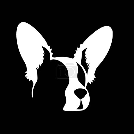 Orejas de perro - icono aislado en blanco y negro - ilustración vectorial