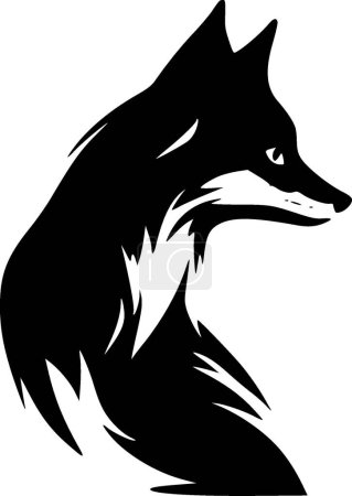 Illustration for Fox - black and white vector illustration - Royalty Free Image