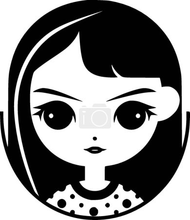 Chica - ilustración vectorial en blanco y negro