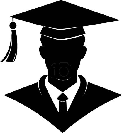 Illustration for Graduation - black and white isolated icon - vector illustration - Royalty Free Image