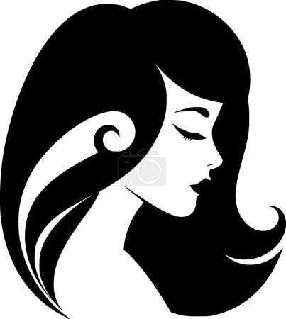 Hair - black and white vector illustration