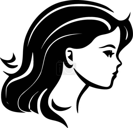 Téléchargez les illustrations : Cheveux - logo minimaliste et plat - illustration vectorielle - en licence libre de droit