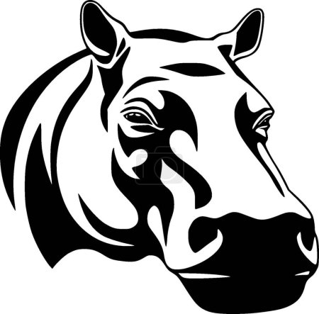 Téléchargez les illustrations : Hippopotame - illustration vectorielle en noir et blanc - en licence libre de droit