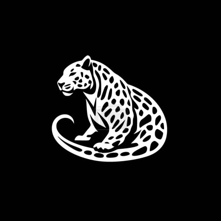 Léopard - icône isolée en noir et blanc - illustration vectorielle