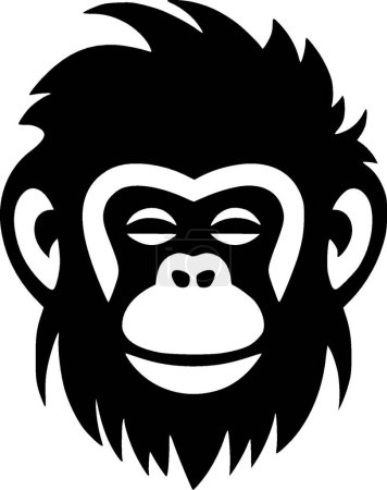 Monkey - black and white isolated icon - vector illustration
