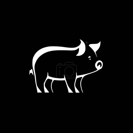 Pig - black and white vector illustration