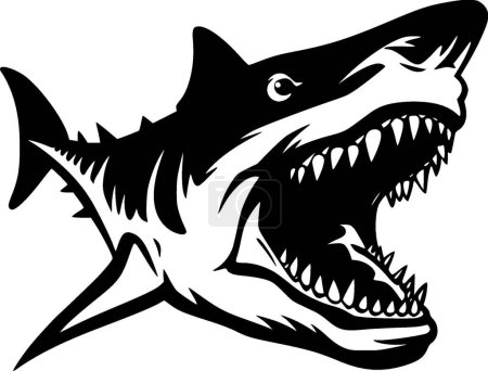 Illustration for Shark - black and white vector illustration - Royalty Free Image