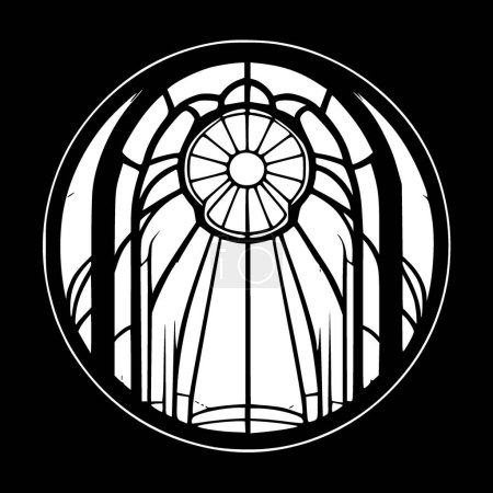 Stained glass - black and white vector illustration