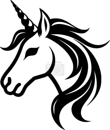 Unicorn - black and white vector illustration