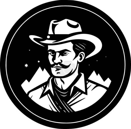Western - icono aislado en blanco y negro - ilustración vectorial