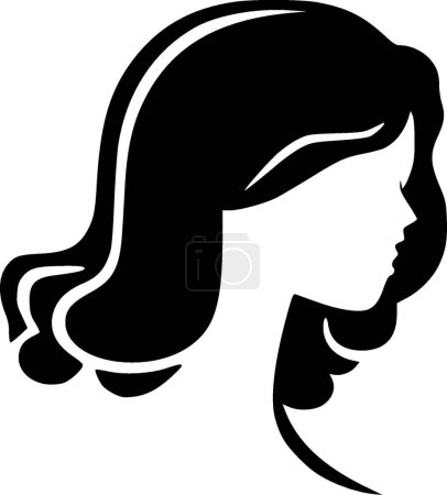 Woman - black and white isolated icon - vector illustration