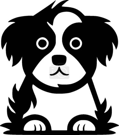 Perro mamá - ilustración vectorial en blanco y negro