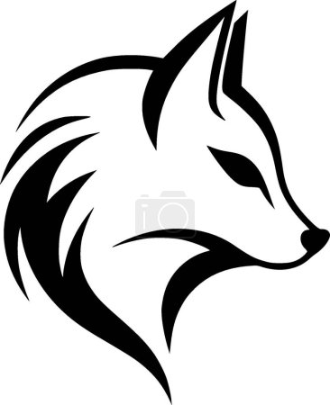 Illustration for Fox - black and white vector illustration - Royalty Free Image