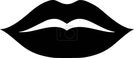 Téléchargez les illustrations : Lèvres - icône isolée en noir et blanc - illustration vectorielle - en licence libre de droit