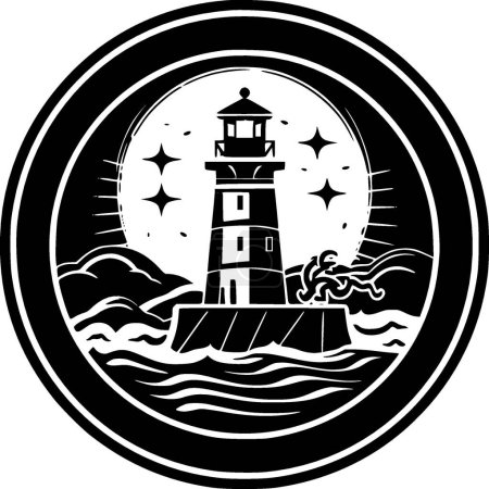 Illustration for Nautical - black and white vector illustration - Royalty Free Image