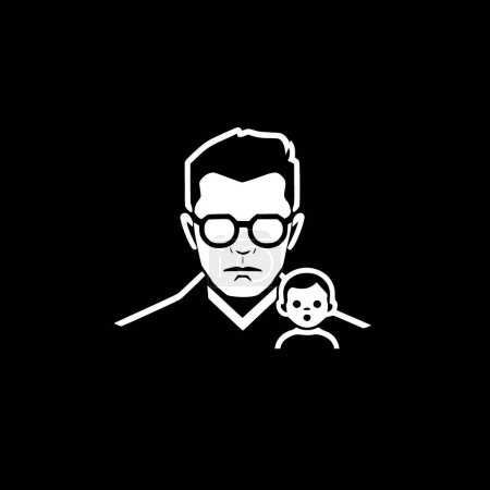 Téléchargez les illustrations : Papa - icône isolée en noir et blanc - illustration vectorielle - en licence libre de droit