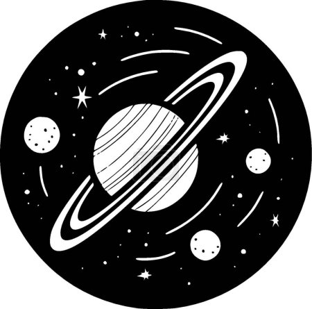 Space - black and white isolated icon - vector illustration