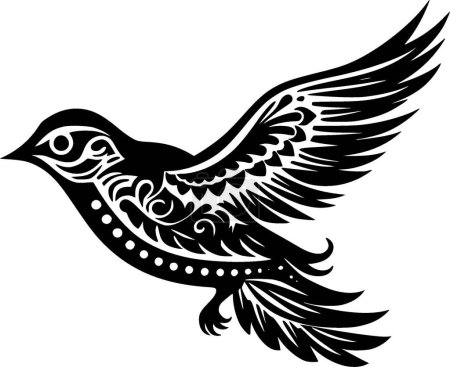 Illustration for Sparrow - black and white vector illustration - Royalty Free Image
