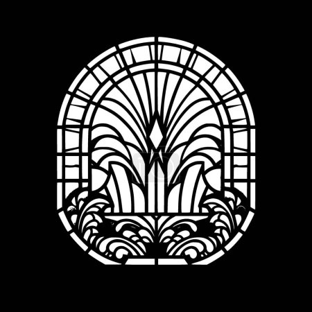 Vitrail - illustration vectorielle en noir et blanc