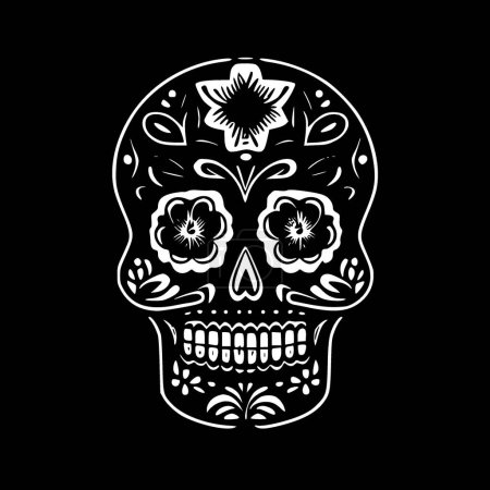 Crâne de sucre - illustration vectorielle en noir et blanc
