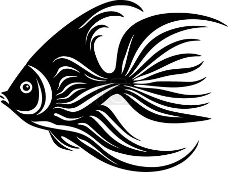 Angelfish - black and white vector illustration