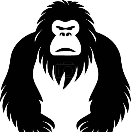 Bigfoot - black and white isolated icon - vector illustration