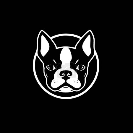Illustration for Boston terrier - black and white vector illustration - Royalty Free Image
